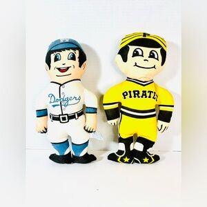 Vintage LA Dodgers & Pittsburgh Pirates Baseball Player Cloth Stuffed Doll 11”